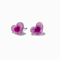 Pink Heart Acrylic Stud Earrings 