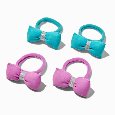 Claire's Club Glitter Puffy Bow Hair Ties - 4 Pack