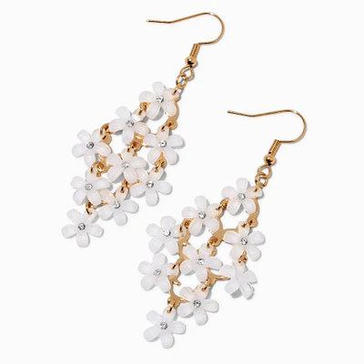 White Daisy Chandelier Drop Earrings