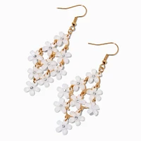 White Daisy Chandelier Drop Earrings