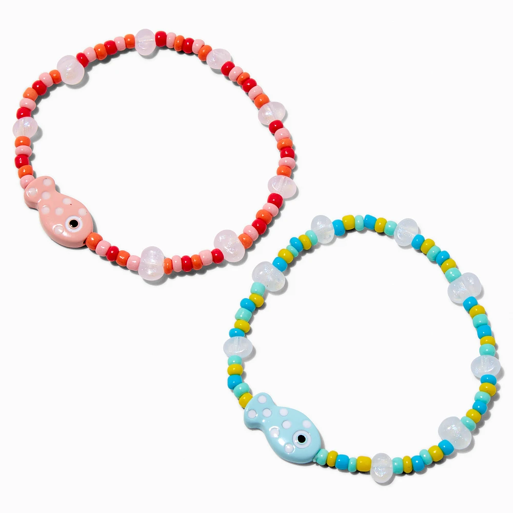 Best Friends Beaded Fish Charm Stretch Bracelets - 2 Pack