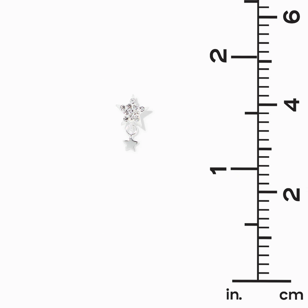 C LUXE by Claire's Sterling Silver Crystal Star Dangler Stud Earrings