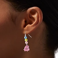 Pink Octopus Beaded Drop Earrings