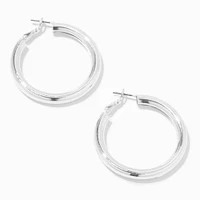 Silver-tone Tube 40mm Hoop Earrings