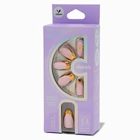Gold Celestial French Tip Short Almond Vegan Faux Nail Set - 24 Pack