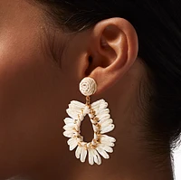 Tan Raffia Teardrop Drop Earrings