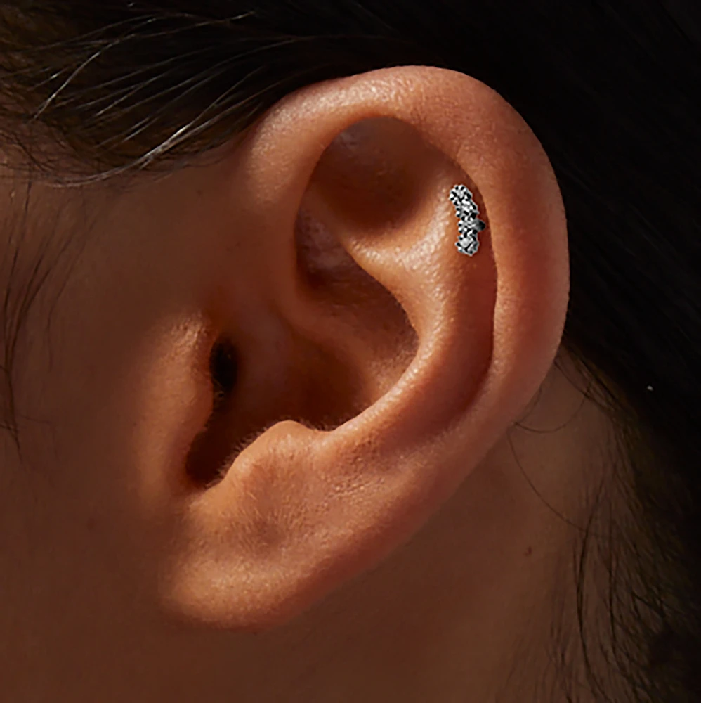 Titanium Graduated Curve Crystal 18G Threadless Cartilage Earrings - 3 Pack