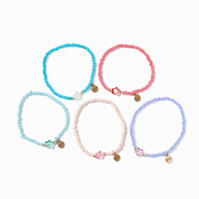 Best Friends Pastel Star Seed Bead Stretch Bracelets - 5 Pack