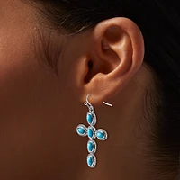Turquoise Cowgirl Cross Drop Earrings