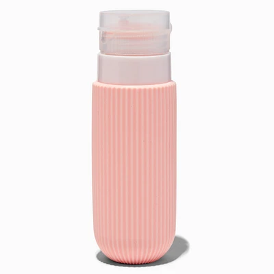 Pink Ribbed Reusable Travel Bottle
