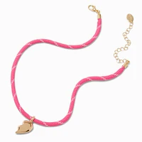 Best Friends Gold-tone Split Heart Pink Rope Pendant Necklaces - 2 Pack