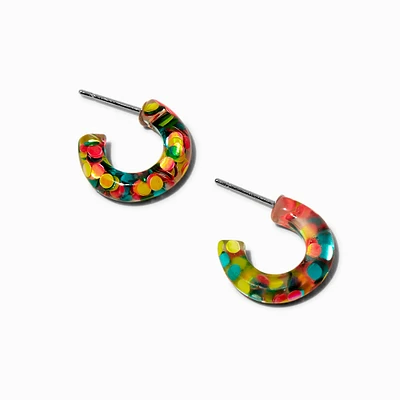 Rainbow Confetti Hoop Earrings