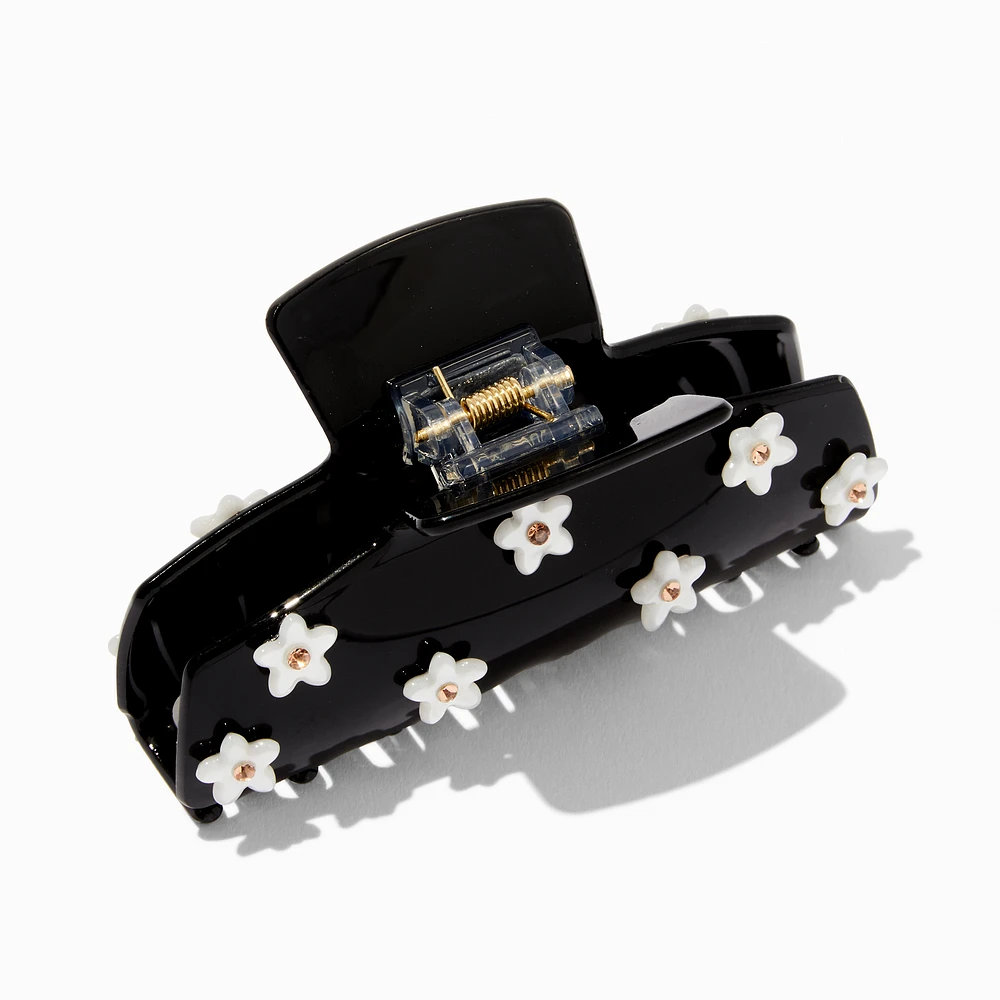 Black Mini Cream Daisy Hair Claw