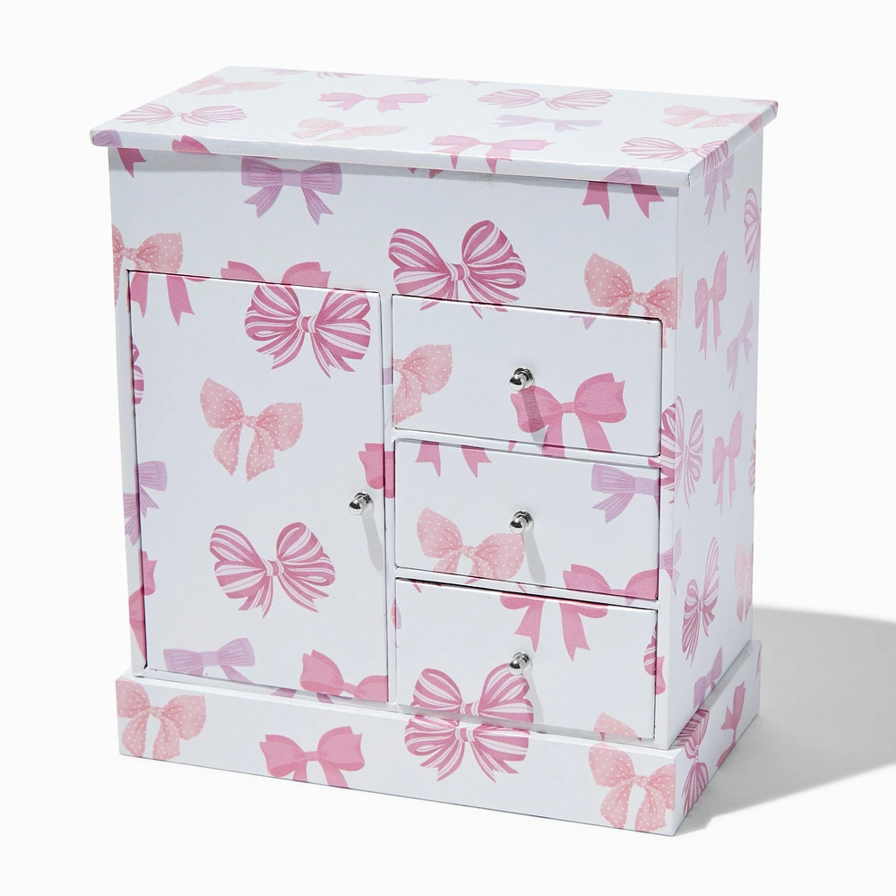 Pink Bow Tall Jewelry Box