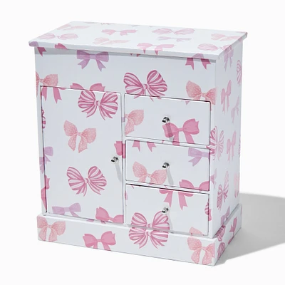 Pink Bow Tall Jewelry Box