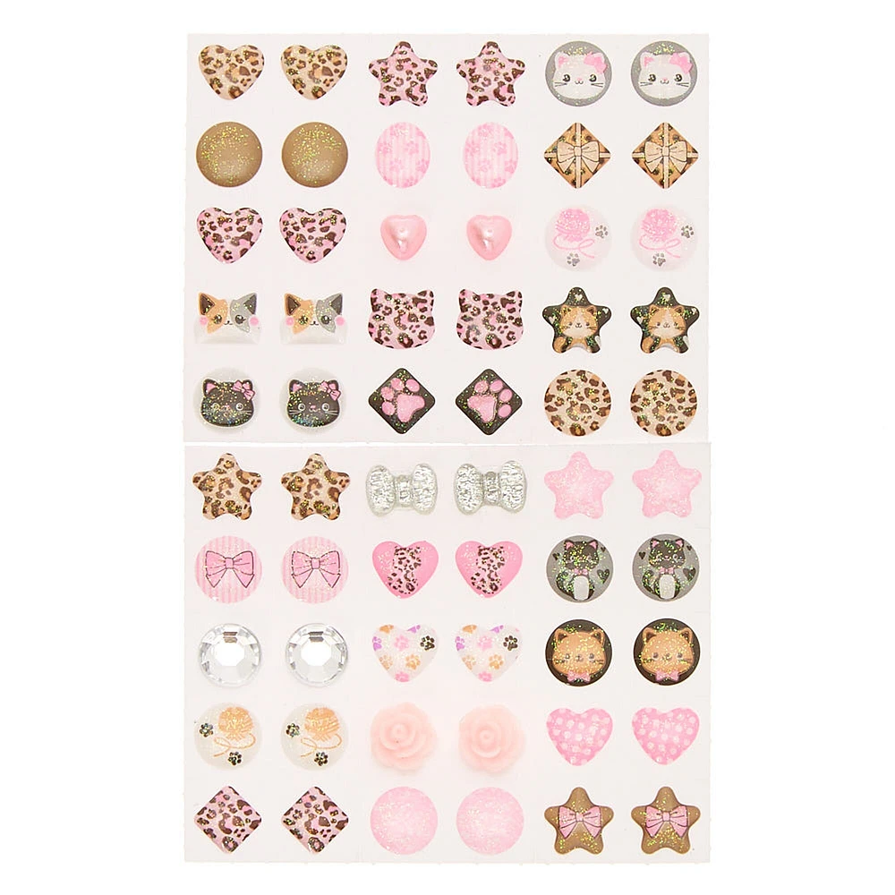 Claire's Club Cheetah Print Stick-On Earrings - 30 Pack