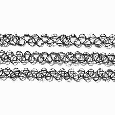 Black Tattoo Choker Necklaces - 3 Pack