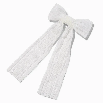 White Lace Hair Bow Clip