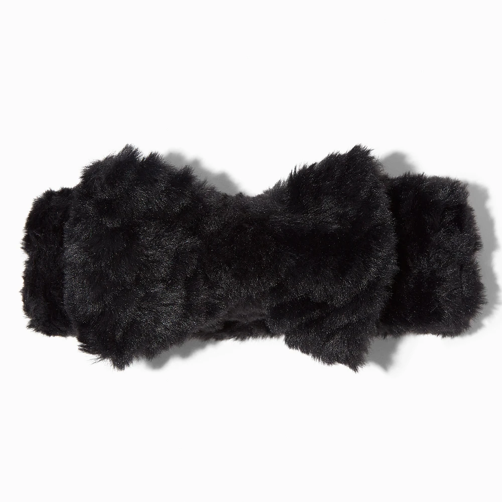 Black Furry Makeup Bow Headwrap