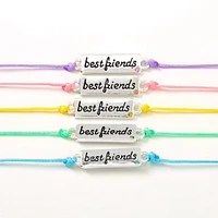 Best Friends Pastel Plaque Adjustable Friendship Bracelets - 5 Pack
