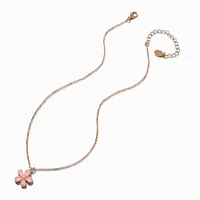 Glitter Pink Flower Pendant Necklace