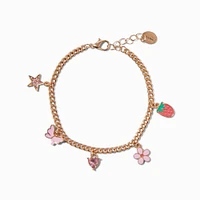 Gold-tone Strawberry Charm Curb Bracelet
