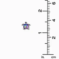 Silver Rainbow Turtle Stud Earrings - 6 Pack