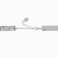 Silver-tone Crystal Pavé Braided Twist Choker Necklace 
