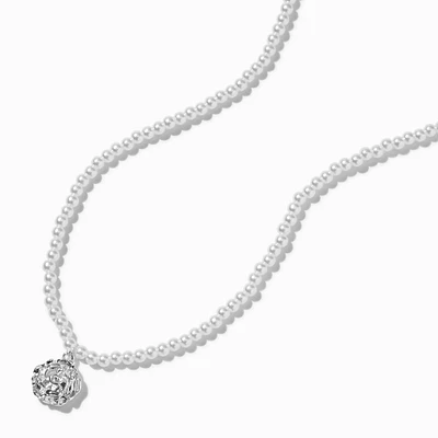 Pearl & Silver-tone Rosette Pendant Necklace