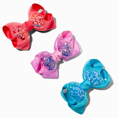Claire's Club Jewel Tone Shaker Hair Bow Clips - 3 Pack