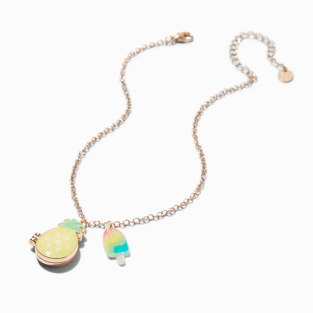 Claire's Club Pineapple Locket Pendant Necklace