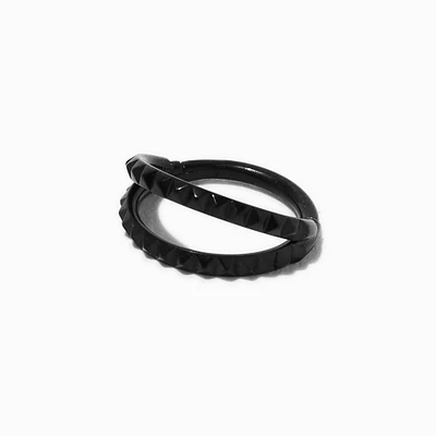 18G Black Titanium Pyramid Double Row Nose Ring