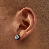 Black Crystal Button Faux Ear Plug Earrings