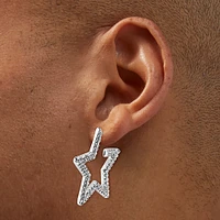 Silver-tone Pavé Star Hoop Earrings