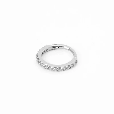 18G Silver-tone Stainless Steel Embellished Helix Hoop Earring