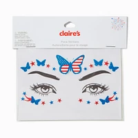 Stars & Stripes Butterfly Gemstones Face Stickers