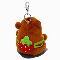 Capybara Strawberry Backpack Plush Keychain