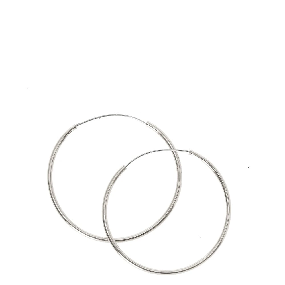 Silver-tone 30mm Thin Hoop Earrings