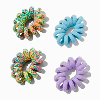 Fabric-Covered Spiral Hair Ties - 4 Pack