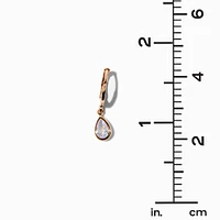 Pear Cubic Zirconia Gold-tone Huggie Hoop Drop Earrings