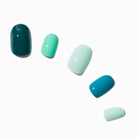 Monochromatic Blue Oval Vegan Faux Nail Set - 24 Pack