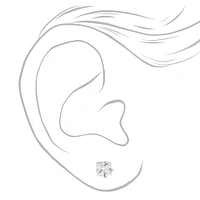 Silver-tone Cubic Zirconia Round Stud Earrings - 3 Pack