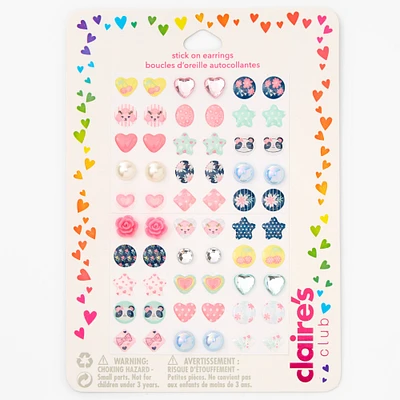 Claire's Club Hearts and Stars Stick On Earrings - 30 Pack