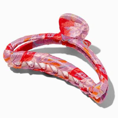 Coral Geometric Fabric Hair Claw