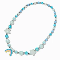 Claire's Club Blue Beaded Rainbow Pendant Necklace