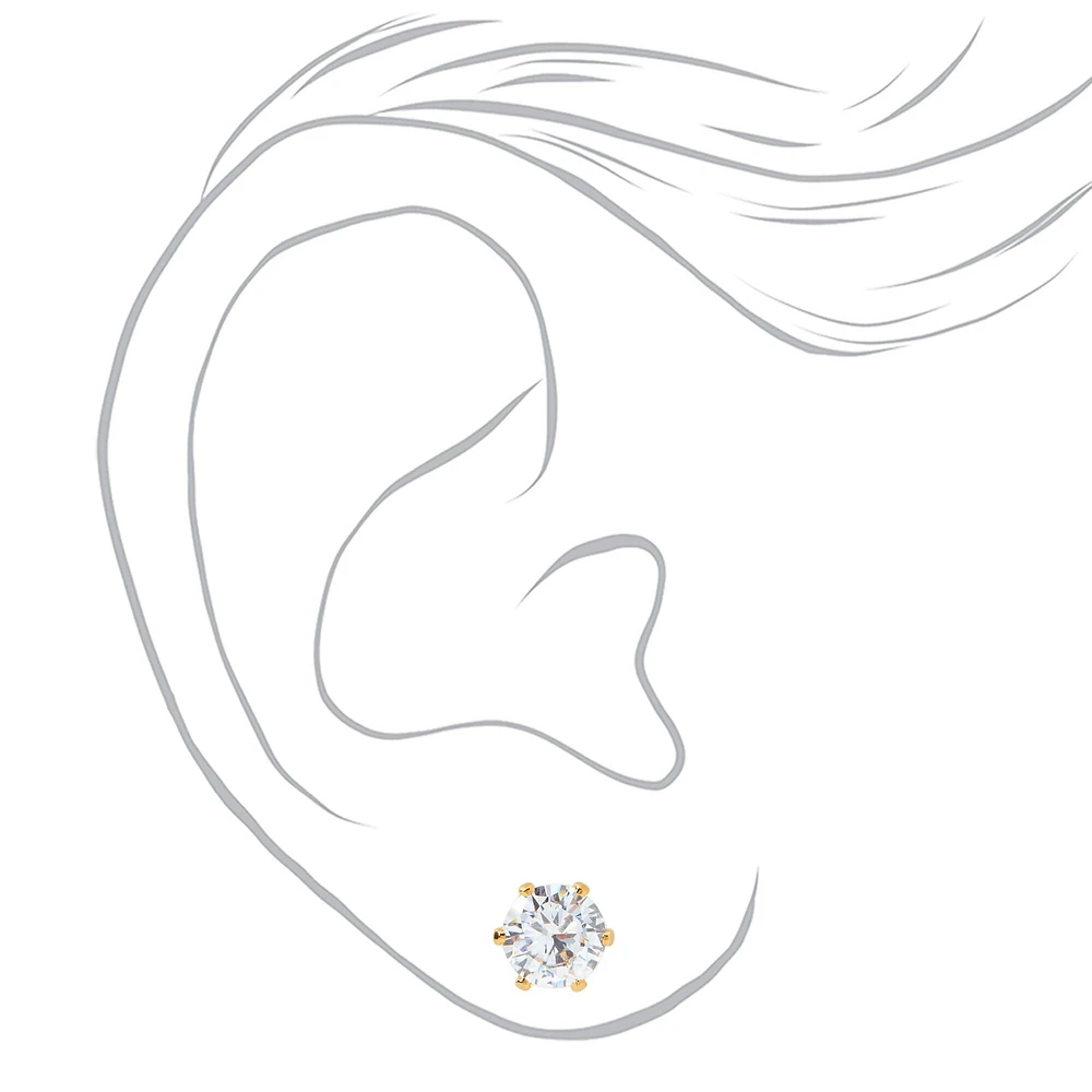 C LUXE by Claire's 18kt Gold Plated Cubic Zirconia 7mm Round Stud Earrings