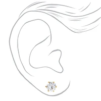 C LUXE by Claire's 18kt Gold Plated Cubic Zirconia 7mm Round Stud Earrings