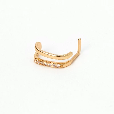 Gold-tone Dainty Crystal 20G Nose Ring