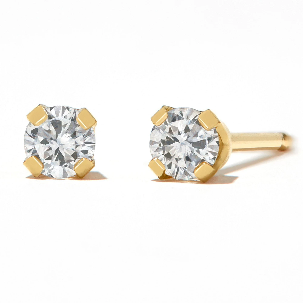 Round Diamond Stud Earrings 1/10 ct. tw. 14kt Yellow Gold