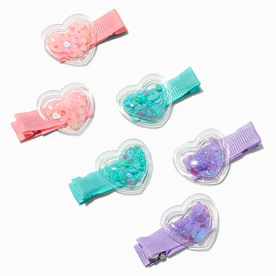 Claire's Club Heart Shaker Hair Clips - 6 Pack